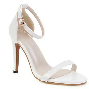 

Summer Women Sandals Sexy Thin High Heels Buckle Party Shoes Ladies Beige Yellow White