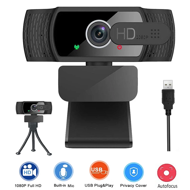 

Auto Focus 1080P Webcam with Microphone Camera for Youtube Video Usb Camera Full HD for Streaming, Online Classes, Video Calling