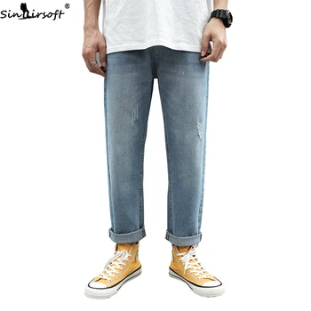 

Men's Spring And Summer New Cotton Soft Stretch Straight Jeans Fashion Trend Casual Scratch High Waist Wide Leg Pants Men