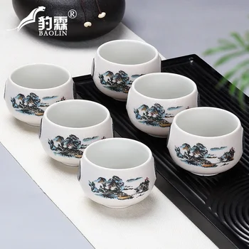 

Kungfu small tea cup ceramic tea cup tea cup individual tea cup master cup blue and white porcelain purple sand Dehua