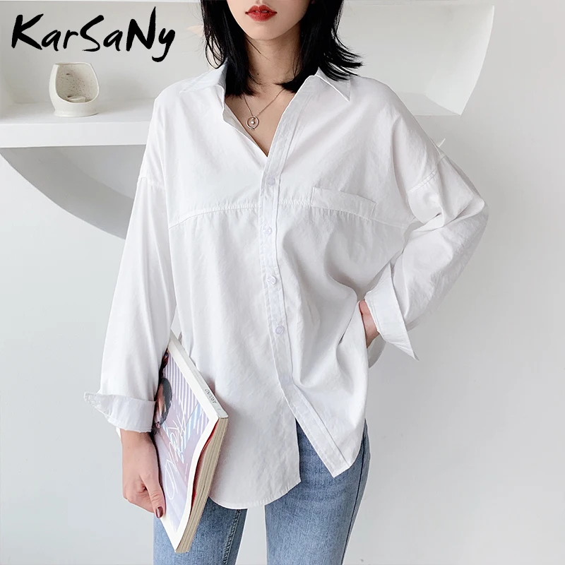 Karsany Long Sleeve White Blouse Women ...