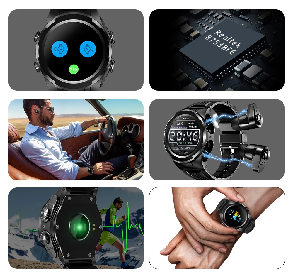 F6 ��� ����� TWS ���� 2 in 1 ����Ʈ ��ġ �ɹڼ� ���� �ǰ� �ǽð� ������ Smartwatch