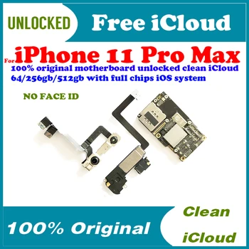 

100% Unlocked Motherboard For iPhone 11 pro MAX Original main board YES/NO Face ID Clean iCloud IOS Logic Board With Full Chips