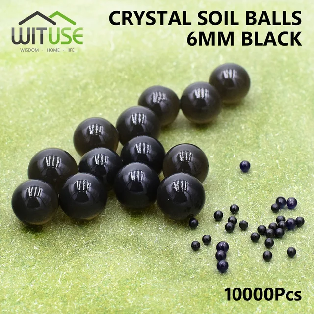 5000-20000pcs Soilless Plant Crystal Soil Mud Grow Water Beads Hydrogel Magic Jelly Balls 6-8mm Bio Gel Ball Plants Flower Decor Black 10000pcs