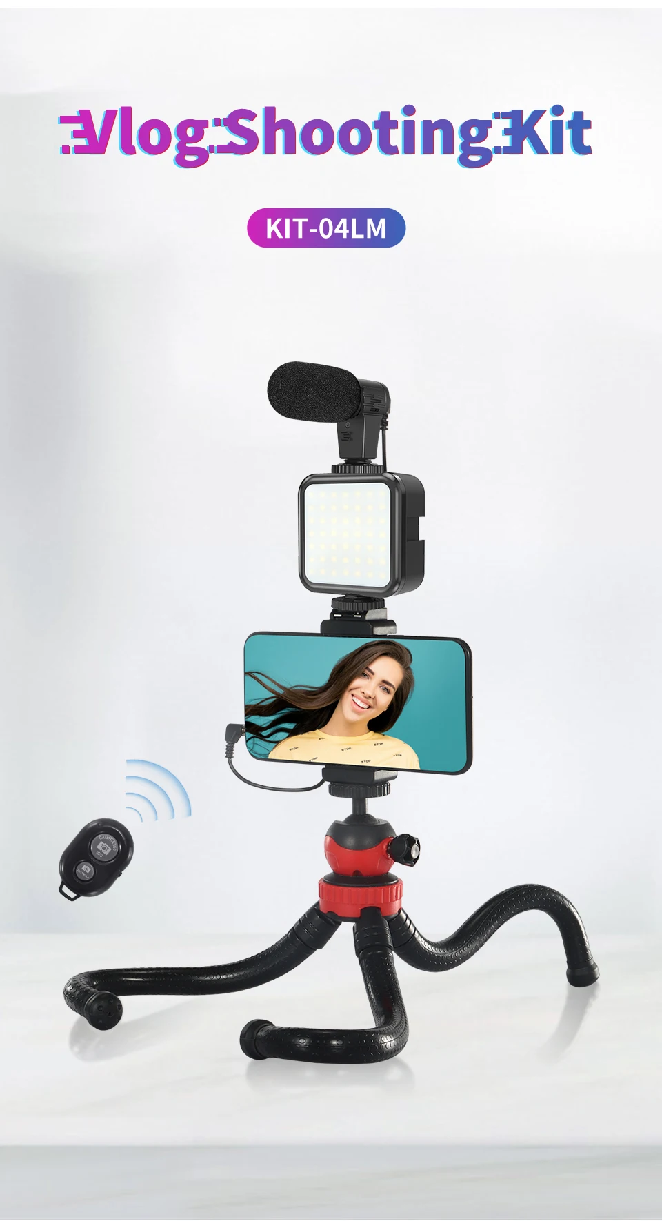 Jumpflash DSLR SLR Phone Vlog Tripod Vlogging Kits Live Selfie Fill Light Integration with Remote Control Microphone LED Light