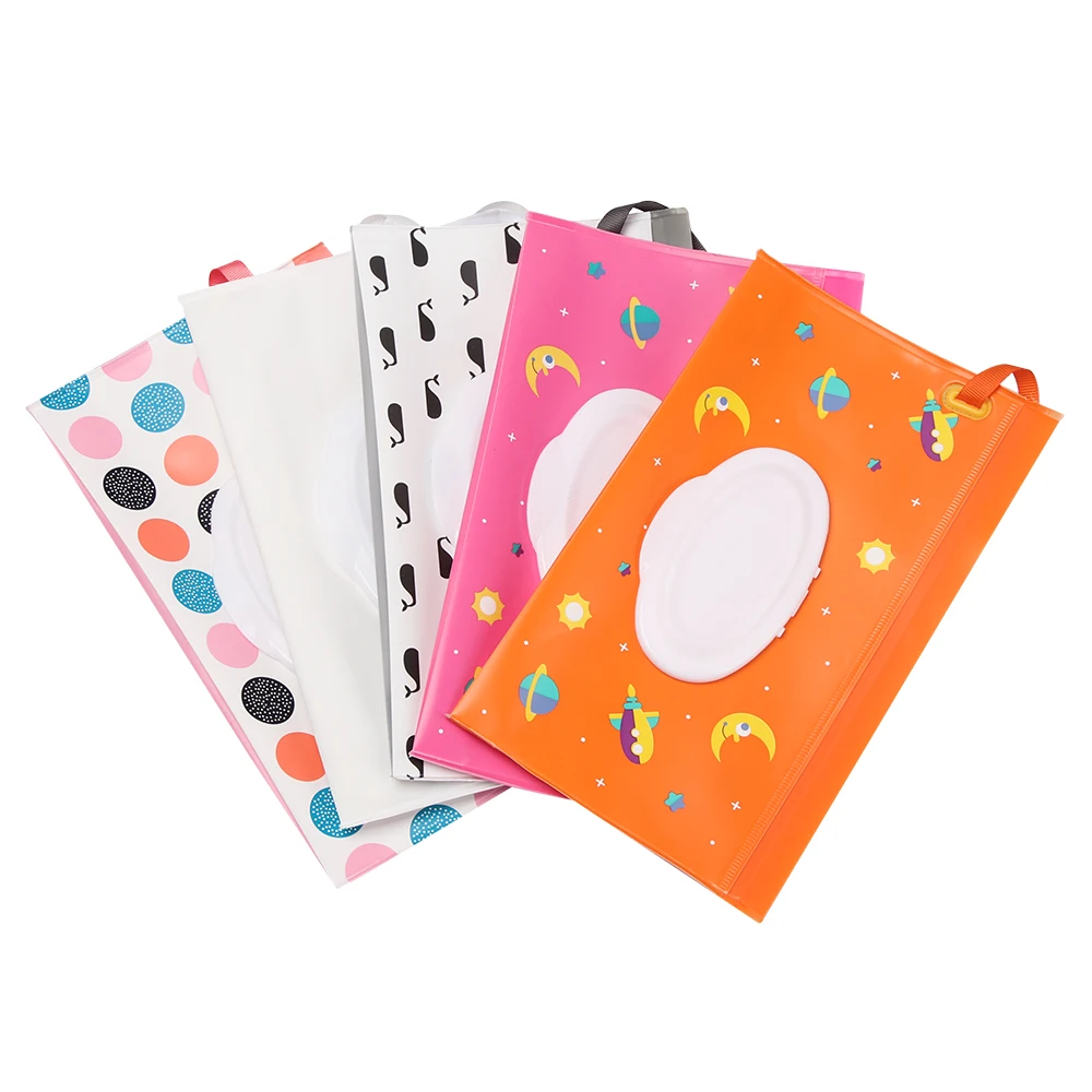 31 styles Portable Wet Wipes Bag EVA Self-sealing Wet Tissue Bag Flip-top Extraction Hand-held Tissue Stroller Accessory