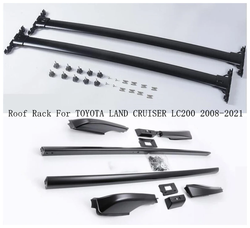 

Рейки для TOYOTA LAND CRUISER LC200 2008-2021, поперечные и кровельные рейки из алюминиевого сплава, рейки для багажника, верхние рейки, рейки, рельсовые коробки