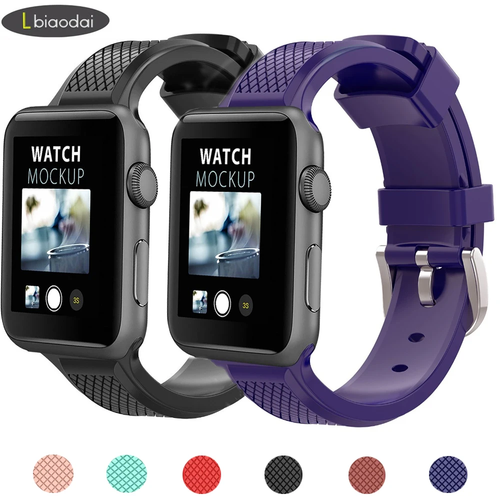 

Strap For Apple Watch band 4 5 iwatch band 42mm 38mm / 44mm 38mm Silicone pulseira correa Watchbands 4 3 2 1 Accessories