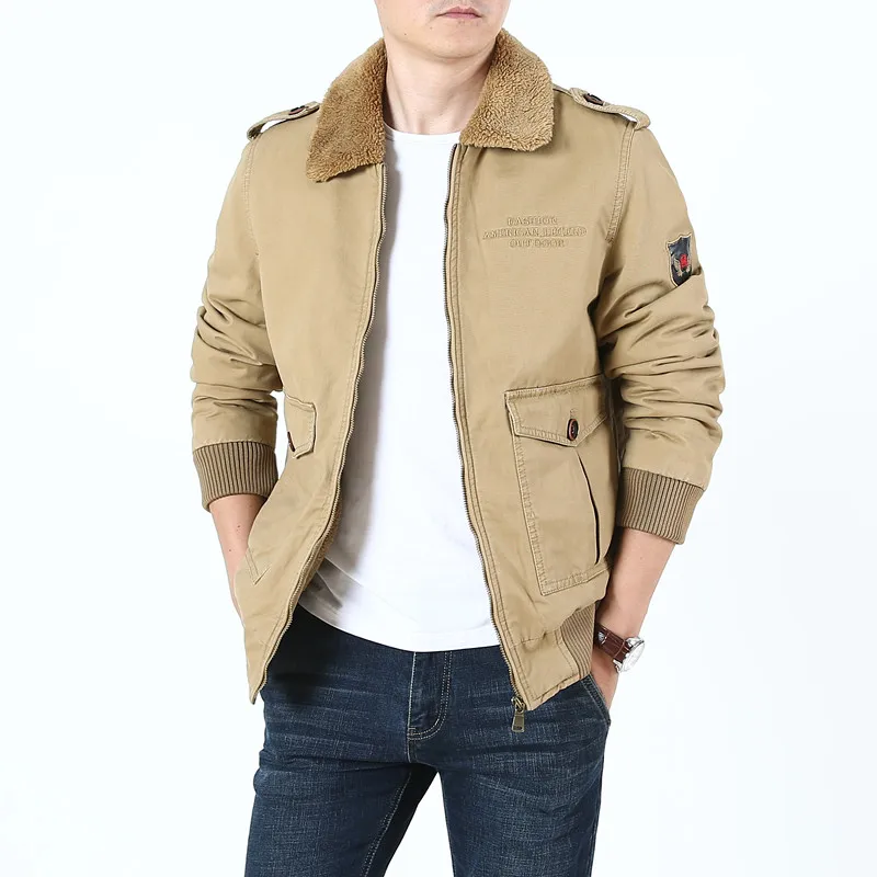 Новинка, M-4XL, удобное пальто для мужчин, зимняя свободная хлопковая парка, мужская теплая куртка, стеганое пальто, бренд EEP - Цвет: Khaki 1987