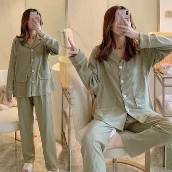 

Thin Green Cotton Maternity Nursing Pajamas Suits Breastfeeding Nightwear Clothes for Pregnant Women Pregnancy Sleepwear Lounge