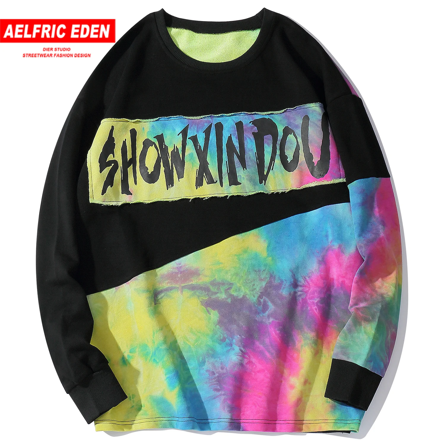 

Aelfric Eden Hip Hop Patchwork Color Block Letter Printed Mens Sweatshirts 2019 Harajuku Tops Casual Cotton Pullover Streetwear