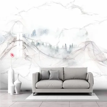 

Milofi custom jazz white marble abstract line landscape TV background wallpaper mural