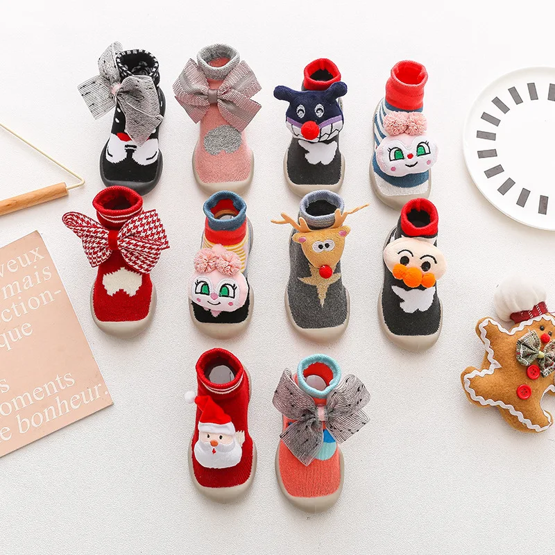 Autumn And Winter New Rubber Toddler Shoes Boys And Girls Knitted Casual Shoes Cartoon Three-Dimensional Rubber Non-Slip Shoes