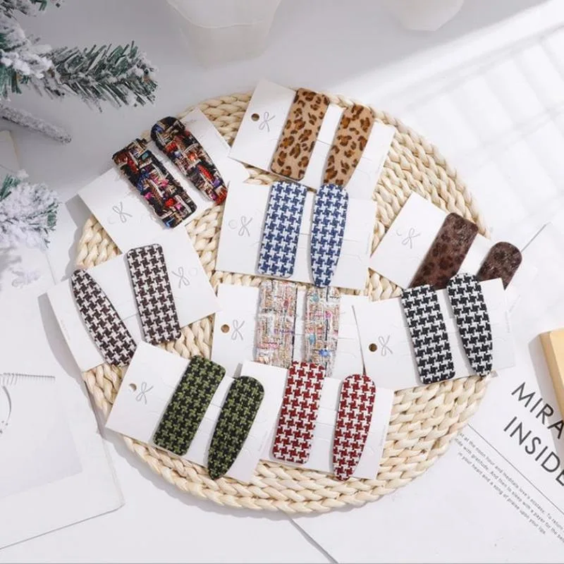 New Leopard Hair Clip Creative Retro Fabric Hairpin Korean Personality Wild Plaid Edge Clip Hair Accessories 2