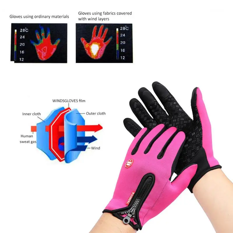 Outdoor Fishing Waterproof Mens Gloves  Women Sport Ridding Skiing Windproof Breathable Non-Slip Gloves Lady Ski Thermal