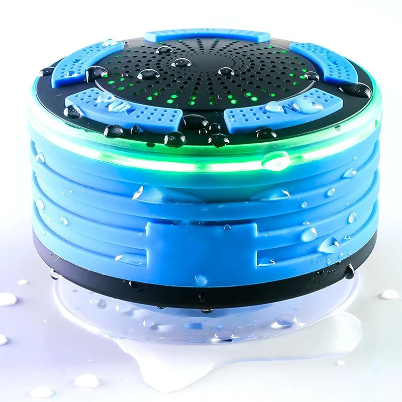 Беспроводные Bluetooth авто колонки для ванной комнаты IPX7 водонепроницаемый портативный 5 Вт 650MAHWith FM душ радио и светодиодный праздничное освещение колонки