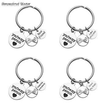 

Personalized Master Engraved Pinky Promise You're my person Charm Customized Words Letters Keychain gift for Best Friend lovers