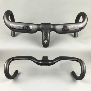 

New TOSEEK Full Carbon Fiber Integrated Road Bicycle Handlebar UD Matte Road Bike Internal Wiring Rise Handle Bent bars Road