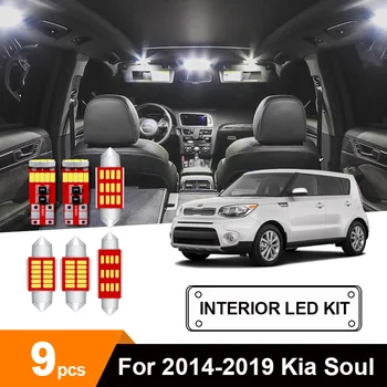 

9pcs White LED Interior Light Ceiling Bulbs Kit Fit For 2014-2015 2016 2017 2018 2019 Kia Soul Map Dome License Lamp