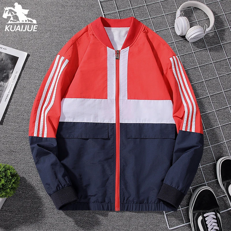 

movement windbreaker Men spring autumn Thin youth mens Jacket Splicing Hooded jackets men coat casual windbreakers Men's coats