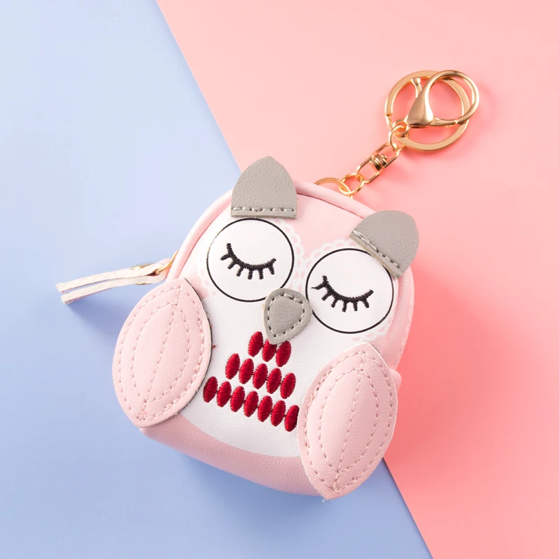 Korea Cute Cartoon Owl Zipper Leather Bag Key Coin Card Soft Small Purse Girl Boy Couple Airpod Storage Stationery Travel Gift 3