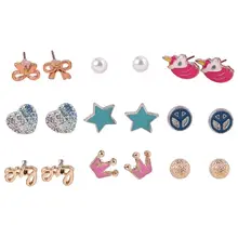 9 пар милых маленьких сережек в виде единорога и бабочки для девочек