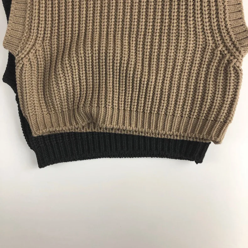 New Winter Baby Boys Knitted Vests Korean Style Solid Color Sleeveless Tops Baby Kids Casual Waistcoats