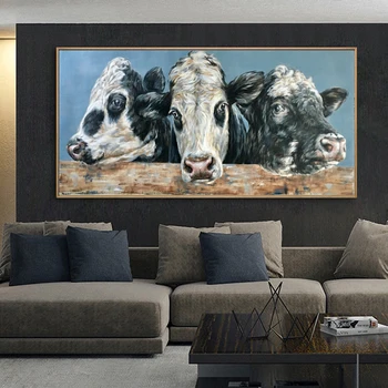 

Abstract Oil Painting Animal Posters and Prints Colorful Cow Canvas Painting Modern Decorative Pictures For Living Room Cuadros