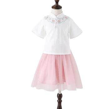 

Summer children's Tang suit cheongsam girl Hanfu gauze super fairy little girl Chinese style children Hanfu toddler girl clothes
