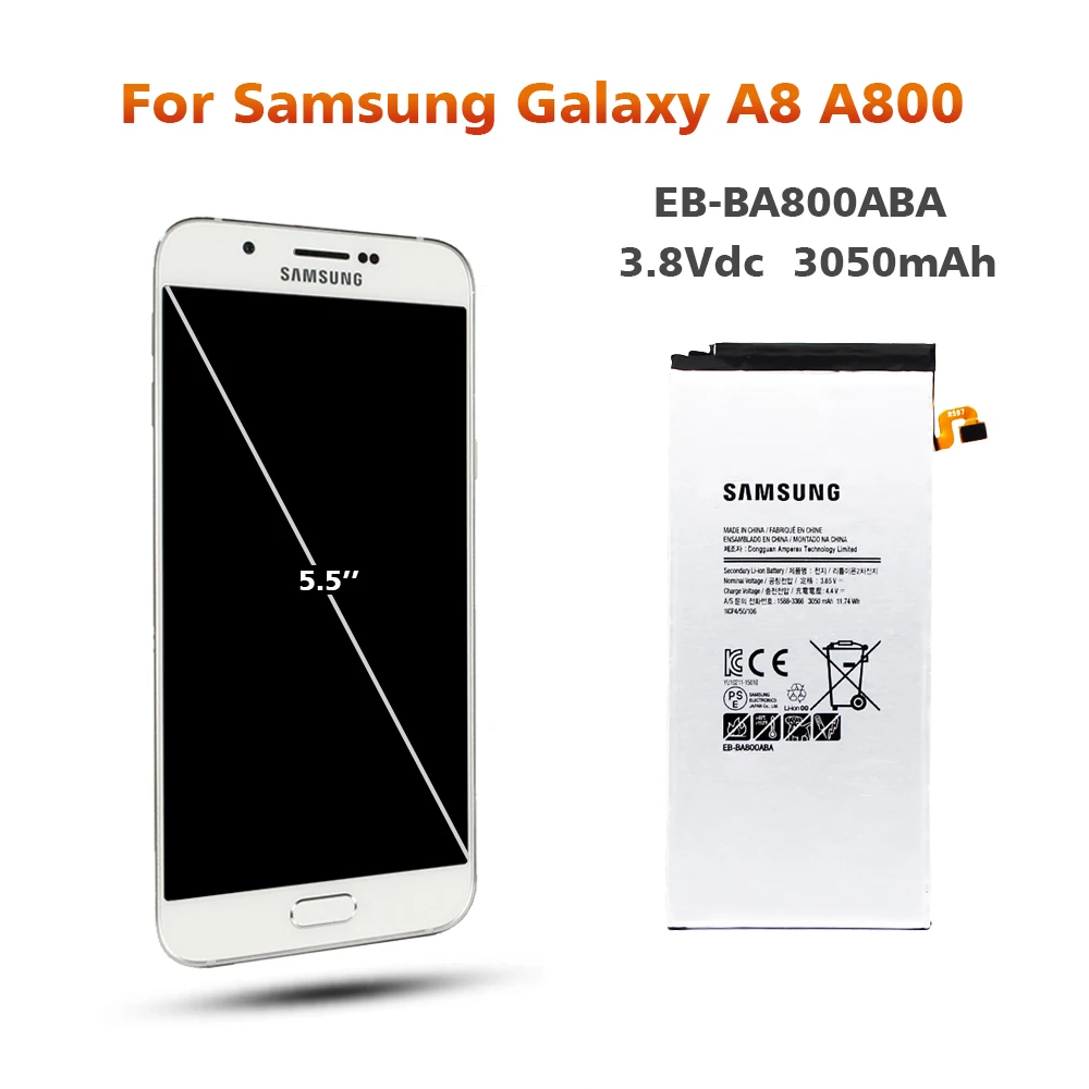 Аккумулятор для samsung A800 EB-BA800ABA 3050 мАч для samsung Galaxy A8 A8000 A800F A800S A800YZ, Сменный аккумулятор для телефона