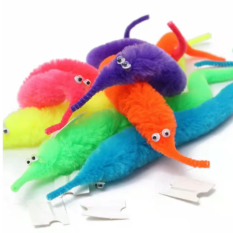 24/64Pcs Worm On A String Fuzzy Trick WormToy Party Favors Bag Fillers Christmas Stocking Stuffer Gifts Assorted Colors For Kids