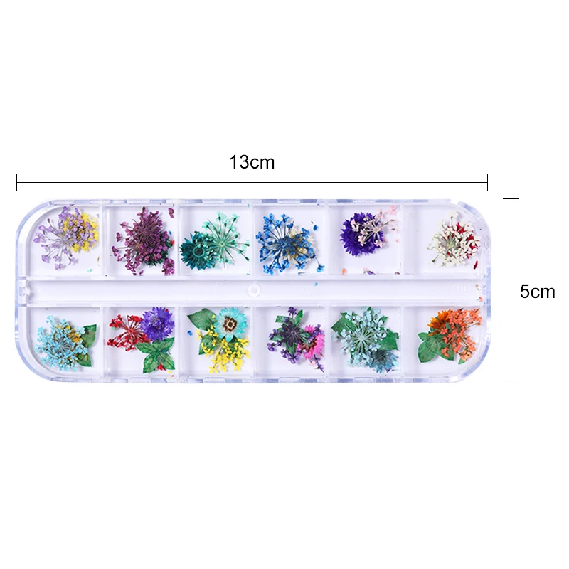 1 Box Dried Flowers Colorful Mixed Preserved Flower With Heart-Shaped Box Glass Bottle 3D Nail Art DIY Design Decorations