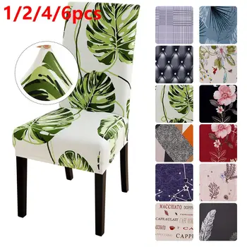 

1/2/4/6 Pcs Dining Chair Cover Spandex Elastic Print Modern Slipcovers Furniture Cover Kitchen Wedding Dining Chair Protector