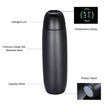 

New Portable Water Cup 300ml Intelligent Bottle Stainless Steel Temperature Display LCD Touching Screen Timing Remind Carry-on C
