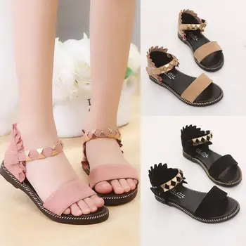 

2020 Spring New Girl's Shoes Suede Gladiator Baby Girl Shoes Rivet Princess Sandals Soft Sole Little Girl Shoes Toddler