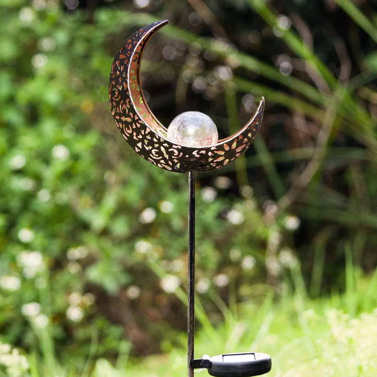 IP69 Waterproof LED Solar Lights Moon/Flame Design Glass Solar Stake Night Lights Home Garden Yard Decoration Lights