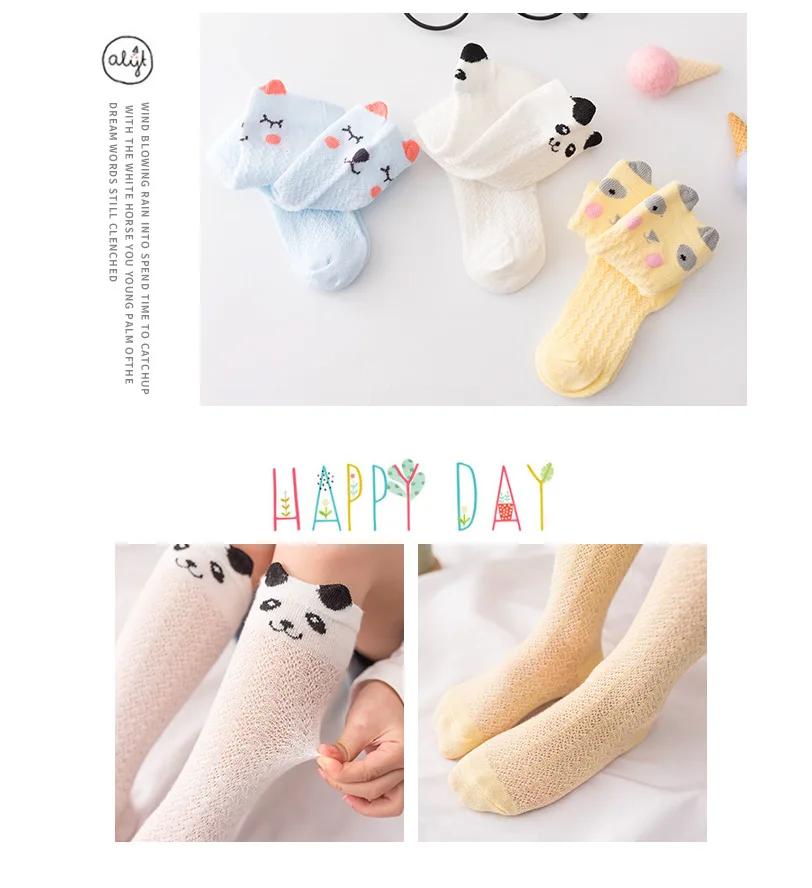 Summer Cotton Baby Stockings Infants Thin Cartoon Stereo Anti-mosquito Socks Cute Girls Mesh Socks