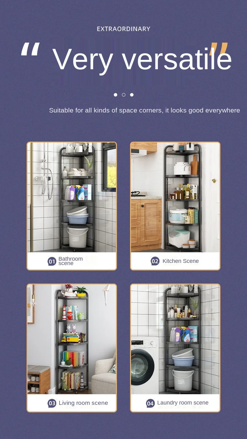 Folding Storage Rack No Installation Bathroom Kitchen Shelf Toilet Storage Shelf 3-Layer