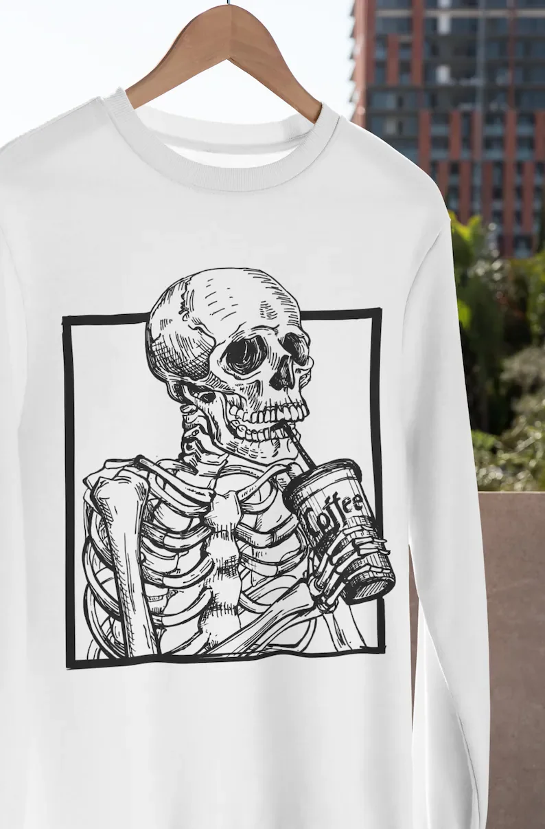

The Ripper Drinking Iced Coffee | shirt Oversized Crew Neck Sweatshirt Halloween Sweatshirt for Women Men crew neck 100% cotton