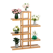 

100% Bamboo Flower Stand 6-Layer 12-Seats Balcony Plant Rack Frame Office Living Room Garden Decoration Natural[US-Depot]
