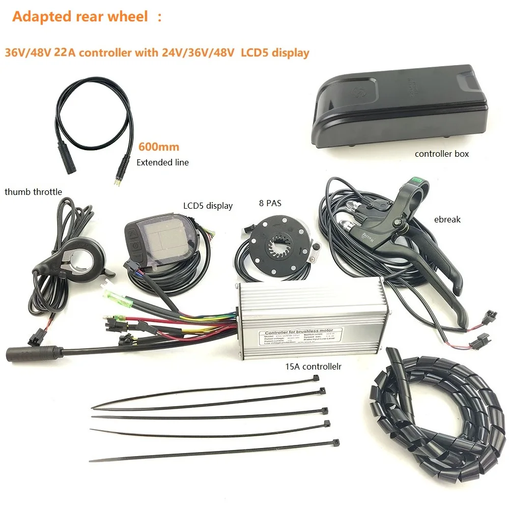 22A LCD5 rear Electric Bicycle Accessories Lcd Display kunteng controller PAS Ebreak thumb throttle for ebike kit - Цвет: 22A LCD5 rear