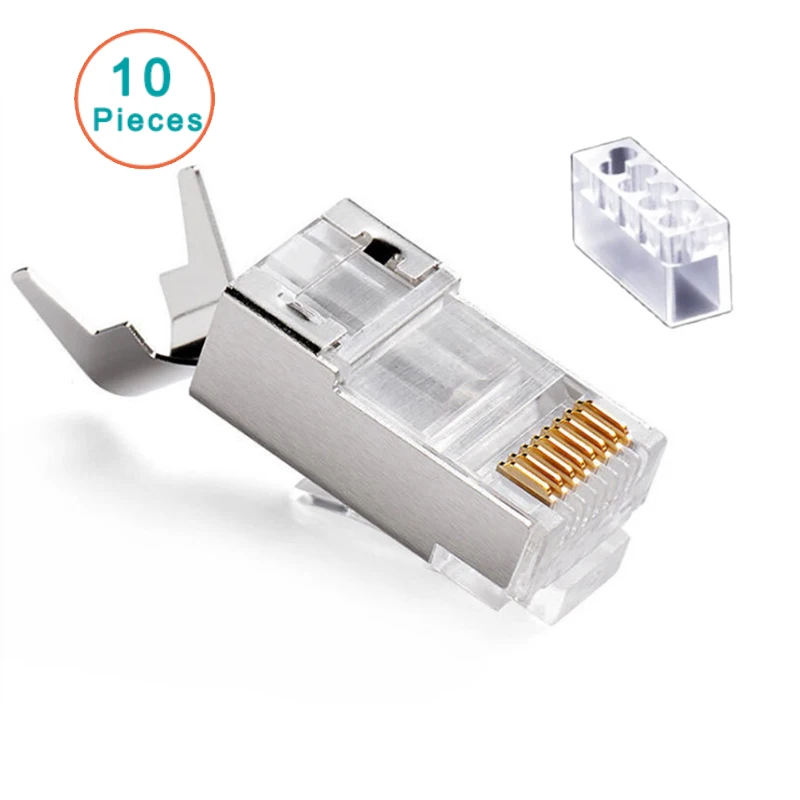 10Pcs/lot Cat7 RJ45 Connector Cat7 8P8C FTP Modular Ethernet Cable Head Plug for Network RJ 45 Crimper Connector