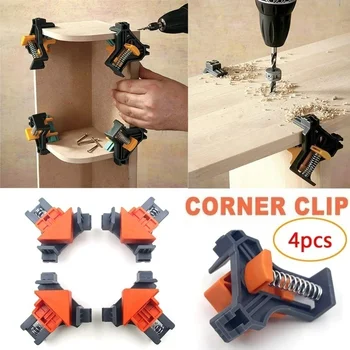 

90 Degree Corner Right Angle Clamps Woodworking Corner Clip Fixer Construction Tools for Carpenter 4PCS/set