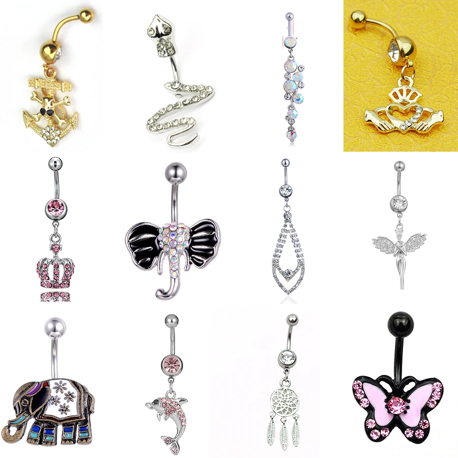 

Southeast Asia style elephant belly button rings anti-allergy stainless steel navelpiercing sexy lady piercing body jewelry