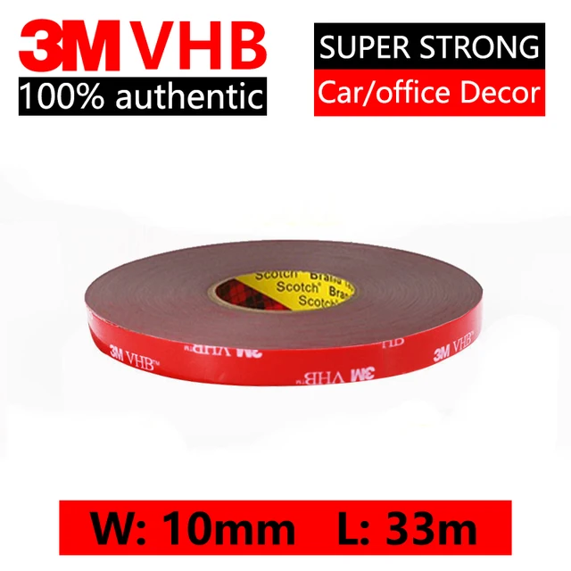 3M VHB Double Side Tape Super Strong High Temperature Gray Foam Adhesive Two Face For Car/Home Decor Wide 5-50mm Customized 10mmx33m