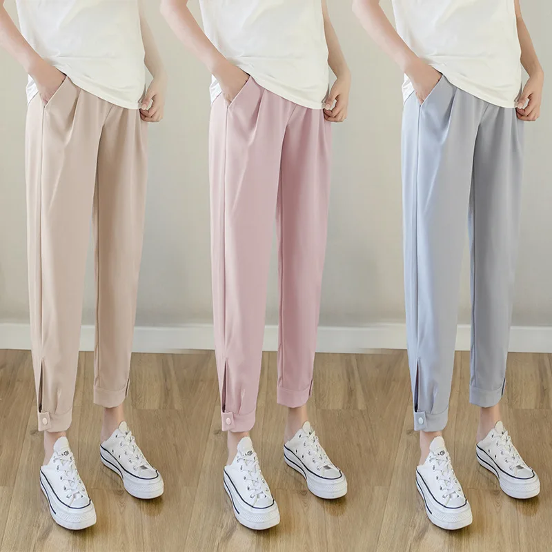 Summer Maternity Harem Pants Spring Autumn Maternity Wear Casual Leggings Simple Solid Color Trousers For Pregnancy
