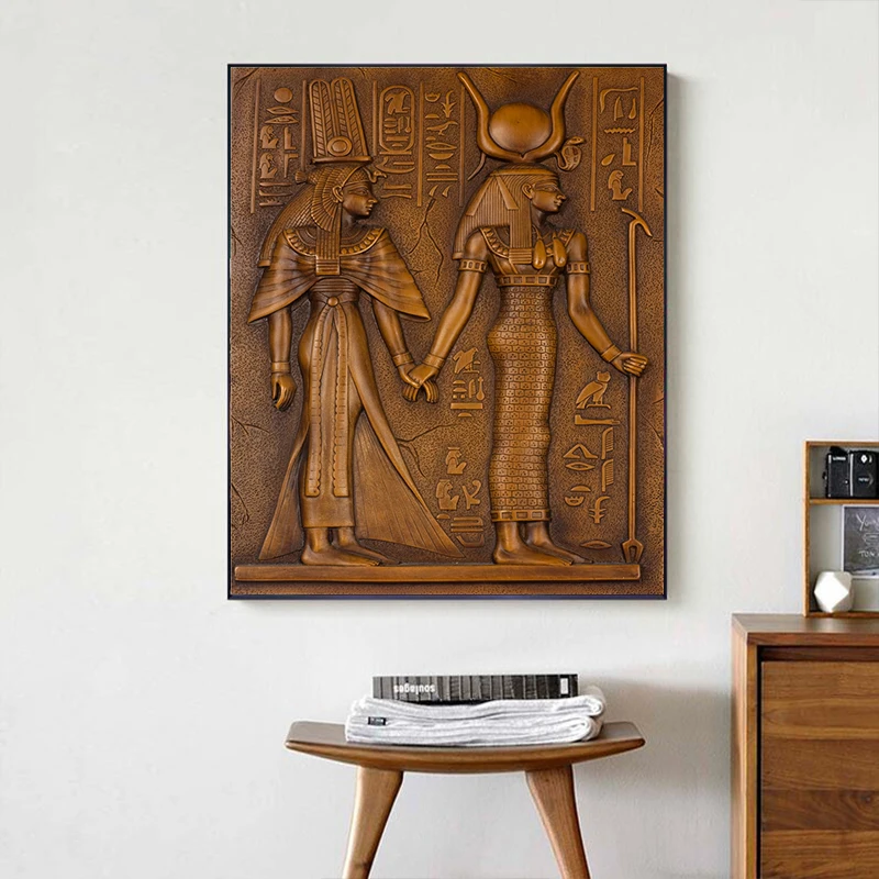 Egyptian Canvas Painting Egypt Hieroglyphics Old Logographic Details and Alphabetic Elements Posters Prints Wall Art Home Decor | Дом и сад
