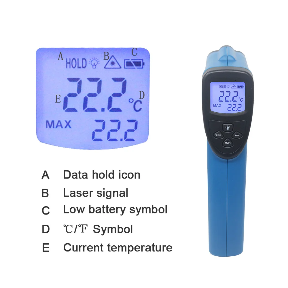 Цифровой инфракрасный термометр одиночный/двойной лазерный Бесконтактный измеритель температуры пирометр-50~ 400/550/750/1100/1300/1600