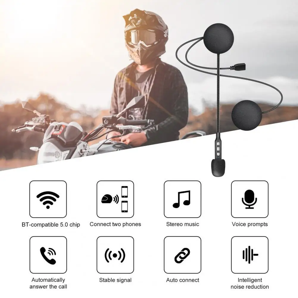 

Helmet Headset Hands Free Call Sensitive ABS Bluetooth-compatible 5.0 Long Endurance Wireless Earphone for Motorcycle