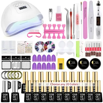 

COSCELIA 20PCS Gel Nail Polish Set With 54/36W Lamp Manicure Set Tools For Manicure Set For Gel Varnish 8ML Gel Polish Set